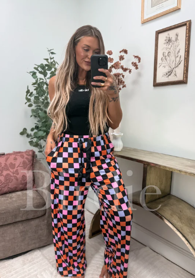 Stretchy Lounge Pants 2.0 in Candy Corn Checkered - Shipping end of July / Early August