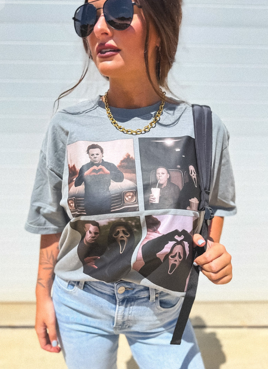 Michael Myers Scream Graphic Tee on Gray