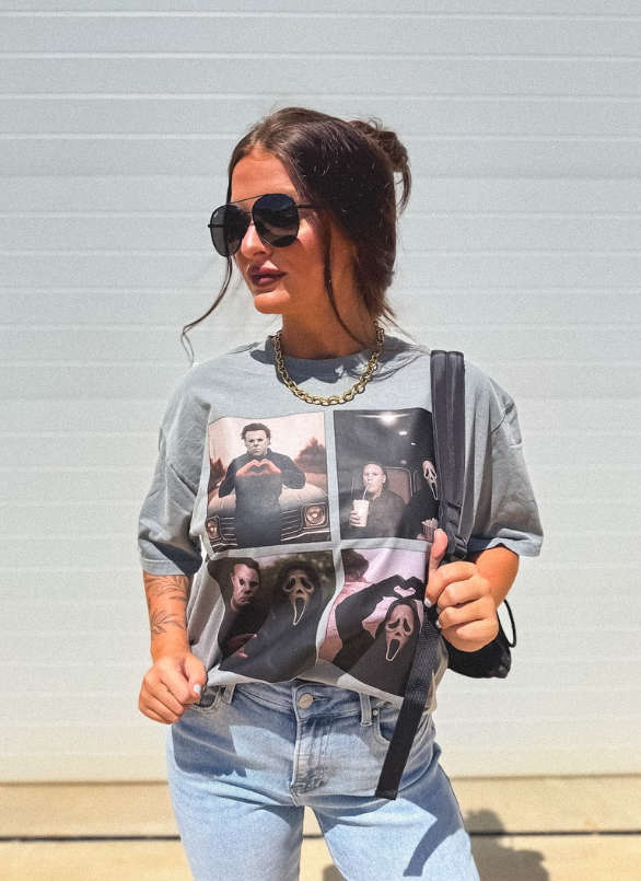 Michael Myers Scream Graphic Tee on Gray