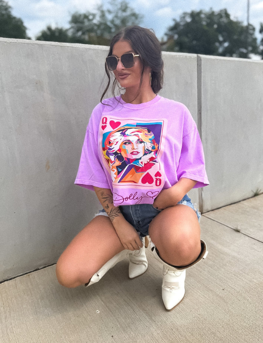 Dolly Queen Graphic Tee on Neon Violet