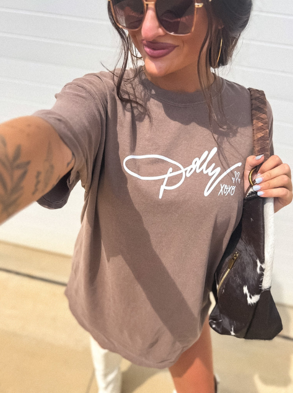 Dolly XOXO Graphic Tee on Espresso