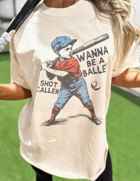 Wanna Be a Baller Graphic Tee on Creamy White - Ready to Ship!