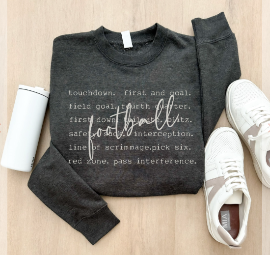 Football Words Sweatshirt - Made to Order -3 Color Options