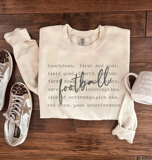Football Words Sweatshirt - Made to Order -3 Color Options