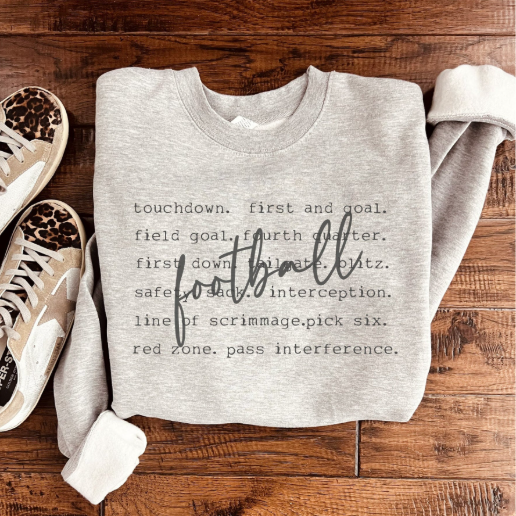 Football Words Sweatshirt - Made to Order -3 Color Options