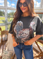 FAUX Rhinestone Turkey Graphic Tee on Birdie Always Tee in Black Smoke - Made to Order