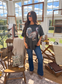 FAUX Rhinestone Turkey Graphic Tee on Birdie Always Tee in Black Smoke - Made to Order