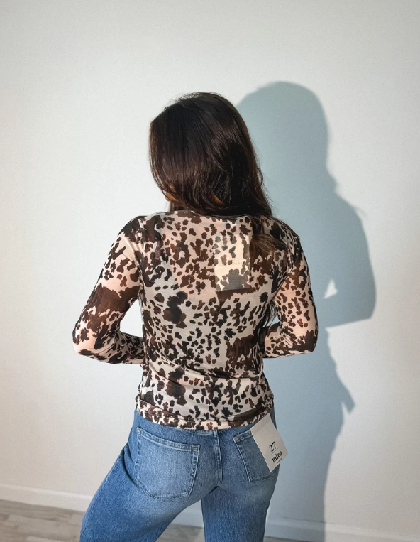 Mesh Long Sleeve Top in Moo'd Setter - Preorder - End of November
