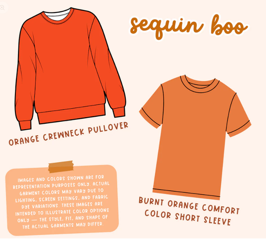 Sequin BOO on Orange - TShirt or Sweatshirt (Copy)