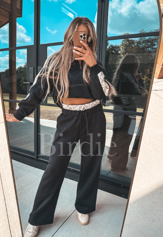 Two Piece Black Set with Duck Camo Stripe (Sold as Set)