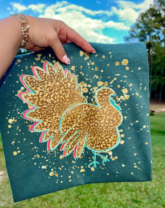 Leopard Painted Turkey - Comfort Colors Graphic Tee