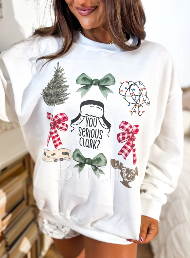 Are You Serious Clark Graphic Crewneck on White