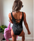 Black Tide Ribbed Lace-Up One Piece Swimsuit - PREORDER (April)