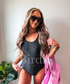 Black Tide Ribbed Lace-Up One Piece Swimsuit - PREORDER (April)