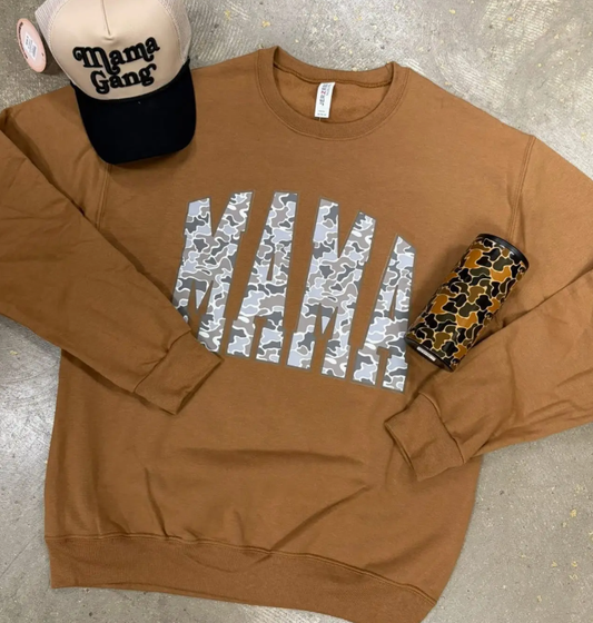 Brown CAMO MAMA CREWNECK