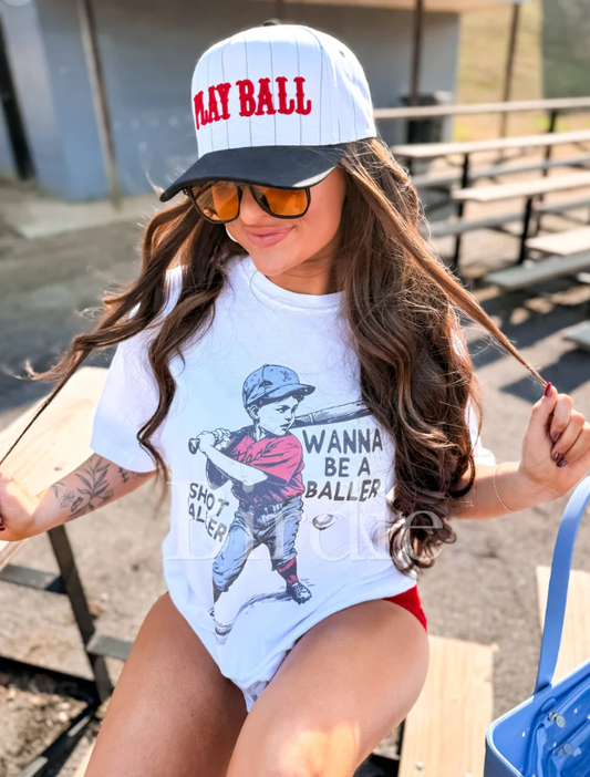 Wanna Be a Baller Graphic Tee on White