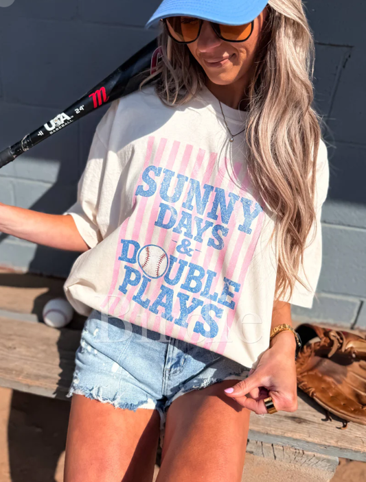 Sunny Days & Double Plays Graphic Tee on Ivory