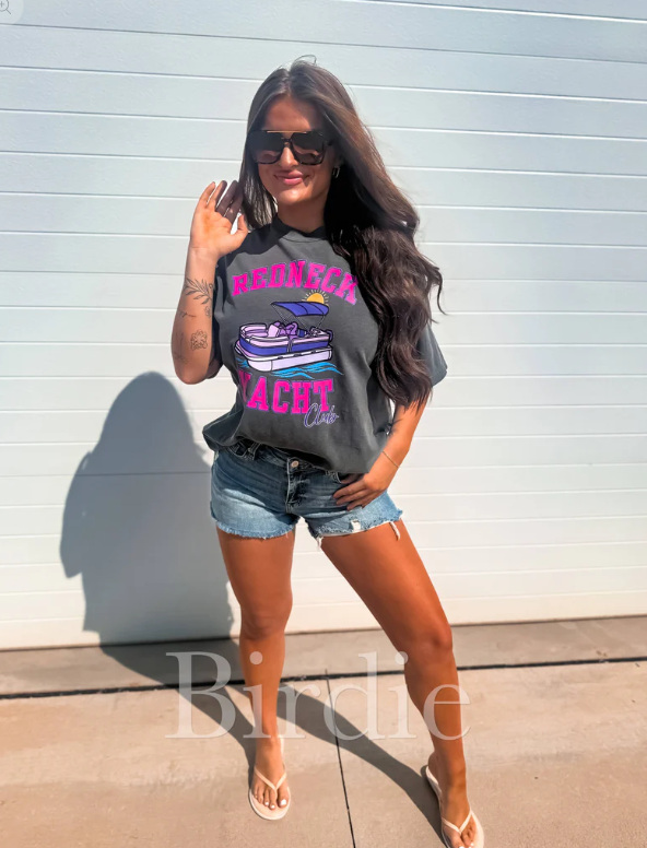 Redneck Yacht Club Graphic Tee on Pepper Comfort Colors tee
