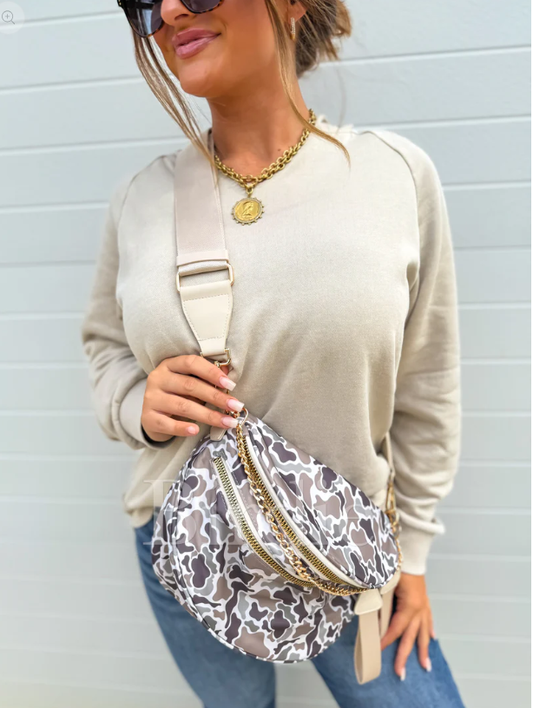 Duck Camo Double Zipper Crossbody Bag