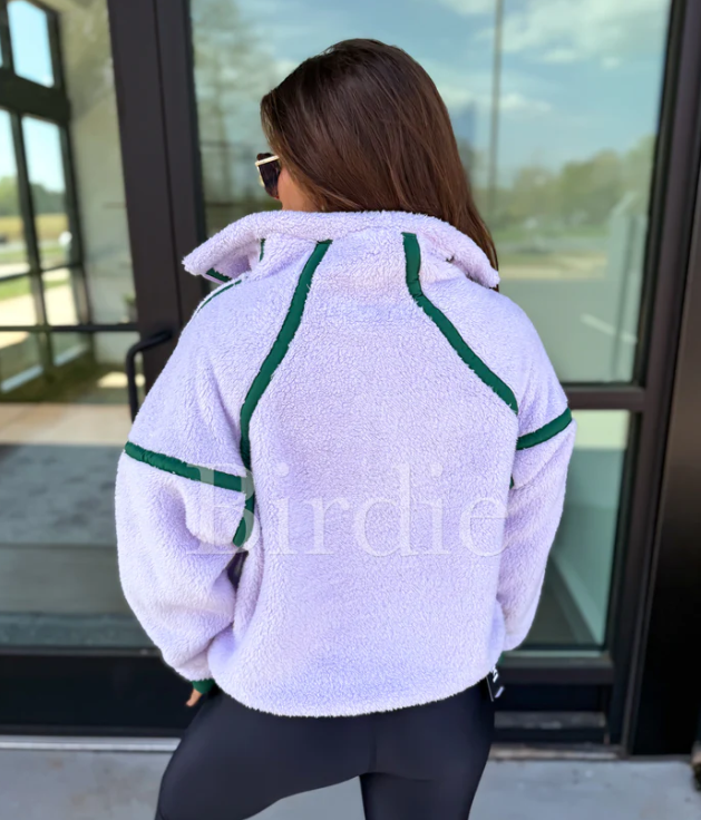 Boxy Bliss Half-Zip in Lilac & Green - Preorder- May