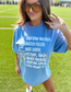Sports Mom Graphic Tee on Washed Denim