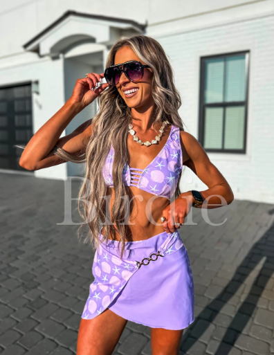Three Piece Swimsuit in Lavender Shores - Preorder - June