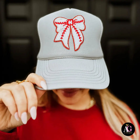 Batter Up! Baseball Bow Patch Hat - TRUCKER HAT