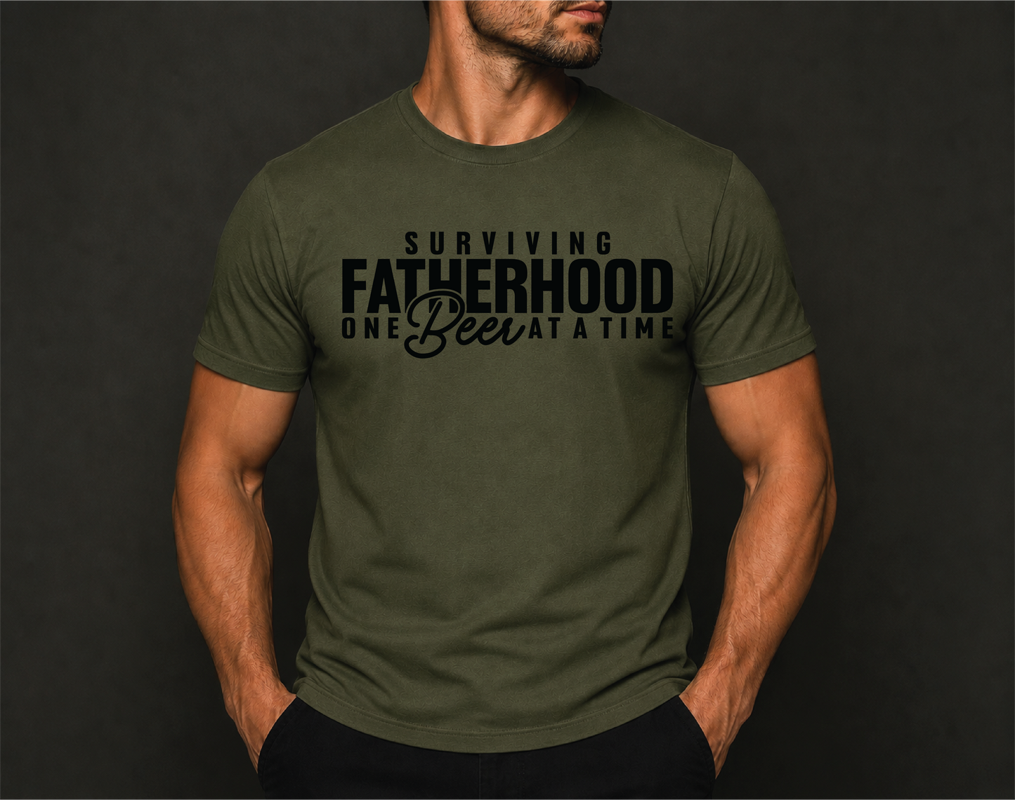 Surviving Fatherhood One Beer At A Time- Father's Day Unisex Graphic Tee